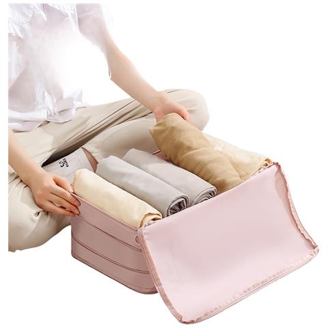 Borsa Di Compressione A Doppio Strato Per Vestiti - Organizer Da Viaggio Portatile Pink - Foto 4