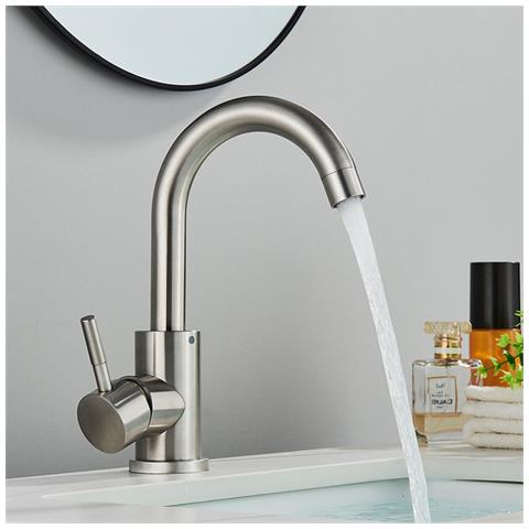 Rubinetto per lavabo da bagno, Blackswan, tipo M236, modello rotondo in nichel, misura 23,5 cm - Foto 4