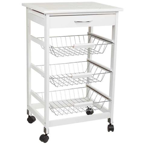Kit Carrello In Legno Bianco 47x37x76 Cm - Foto 1