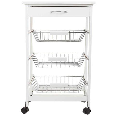 Kit Carrello In Legno Bianco 47x37x76 Cm - Foto 2