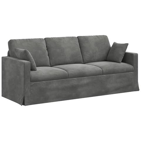 Divano Grigio scuro 198 x 78 x 80 cm Velluto - Foto 1