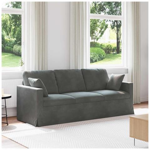 Divano Grigio scuro 198 x 78 x 80 cm Velluto - Foto 2
