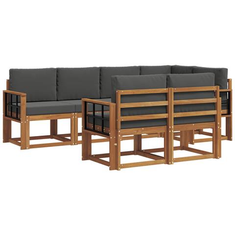 Set di divani da esterno con cuscino 7 pcs Naturale e Antracite - Foto 1