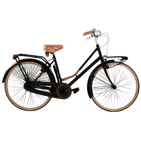 Bici Misura 26 Linea Retro Bicicletta Donna Senza Cambio 1v Completa Di Accessori Con Luci A Led Finiture Marroni - 46 Nero - Foto 1