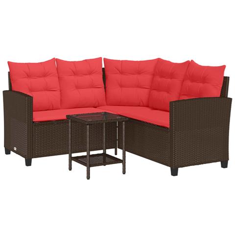 Set di divani da esterno 2 pcs Marrone e Rosso polyrattan - Foto 1