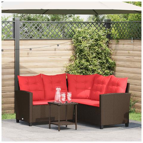 Set di divani da esterno 2 pcs Marrone e Rosso polyrattan - Foto 2