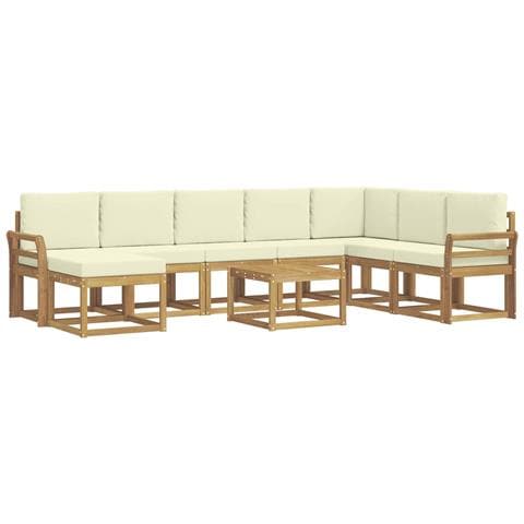 Set di divani da esterno con cuscino 9 pcs Bianco e Crema - Foto 1