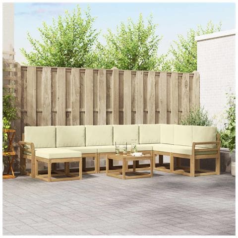 Set di divani da esterno con cuscino 9 pcs Bianco e Crema - Foto 2