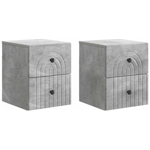 Mobiletto da notte a muro con cassetto 2 pcs Grigio Cemento - Foto 1