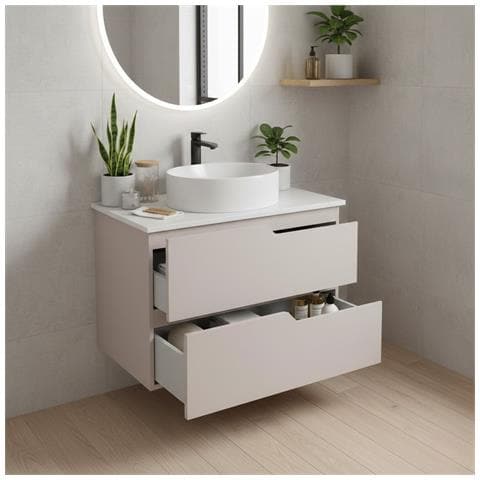 Mobiletto, Beige, 120 cm, Con piano, 4 cassetti, Sospeso, Frontali in MDF, MODERNO - Foto 5