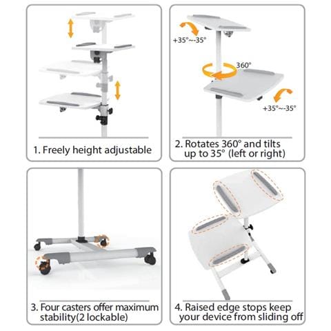 ICA-TB TPM-6 - Trolley Universale per Notebook / Videoproiettore, Bianco - Foto 6