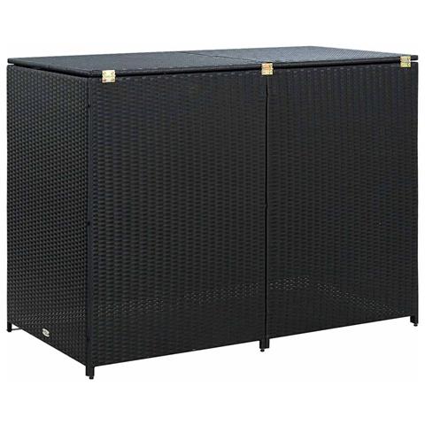Copribidone Doppio per Spazzatura Polyrattan Nero 148x80x111 cm - Foto 9