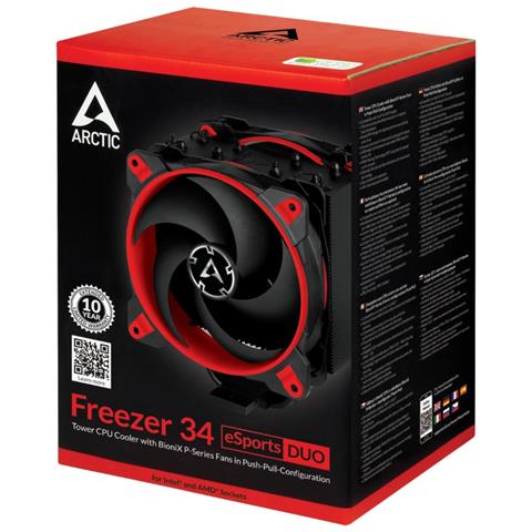 Dissipatore CPU ad Aria Freezer 34 eSports DUO per Socket Intel LGA 1150 / 1151 / 1155 / 2011 e Socket AMD AM4 - Nero / Rosso - Foto 7