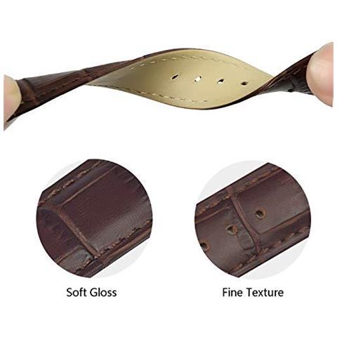 19 Millimetri Genuine Leather Braccialetto Di Vigilanza Militare Cinturino Marrone Watch Band Alligatore W Guarda Chiusura Fibbia - Foto 2