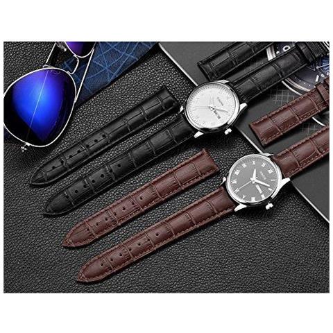 19 Millimetri Genuine Leather Braccialetto Di Vigilanza Militare Cinturino Marrone Watch Band Alligatore W Guarda Chiusura Fibbia - Foto 4