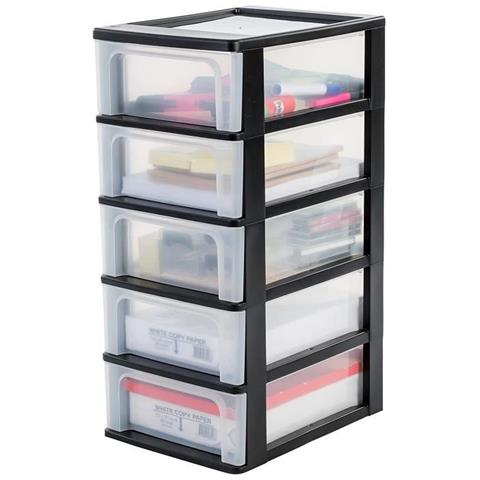 Mobile Con 5 Cassetti - Plastica - Nero - 35 L - 35,5 X 26 X 61 Cm - Foto 1