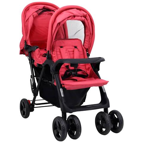 Passeggino Gemellare A Tandem Rosso In Acciaio - Foto 2