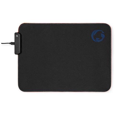 Tappetino Per Mouse Da Gioco Quadrato In Microfibra Retroilluminato Con Base Gommata, Nero - Foto 1