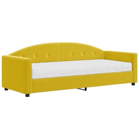 Divano Letto Con Materasso Giallo 80x200 Cm In Velluto - Foto 1