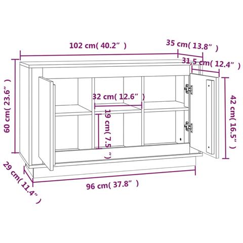 Credenza Bianca 102x35x60 cm in Legno Multistrato - Foto 12