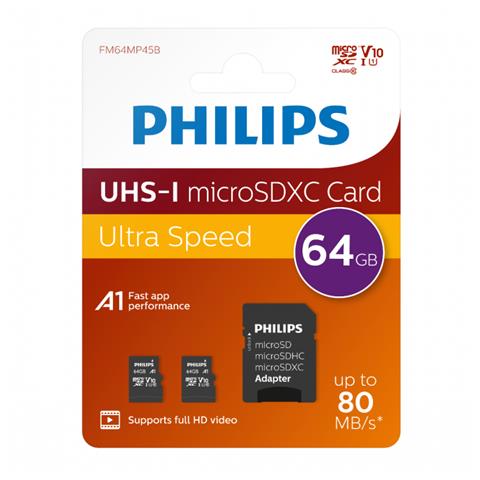 Scheda di Memoria MicroSDHC con Capacità 64 GB Classe 10 + Adattore Colore Nero - Foto 1