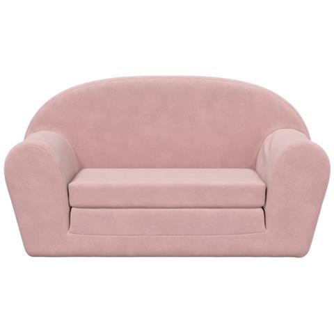 Divano Letto Per Bambini A 2 Posti Rosa In Morbido Peluche - Foto 3