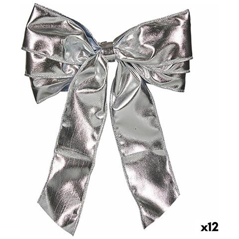 Fiocco Decorazione Natalizia Argentato 30 X 4 X 20 Cm (12 Unità) - Foto 1