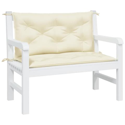 Cuscini Panca Da Giardino 2 Pz Crema 100x50x7 Cm Tessuto Oxford - Foto 3