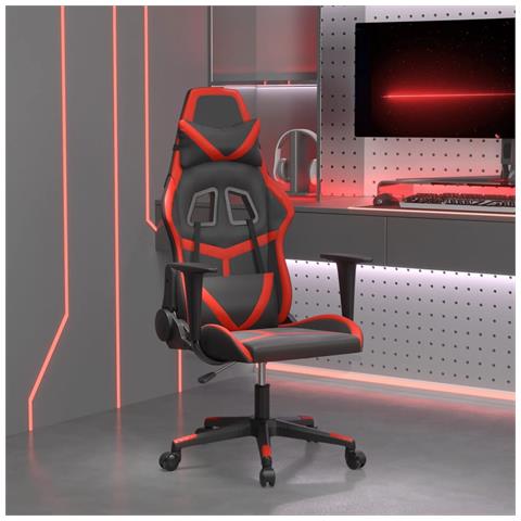 Sedia Da Gaming Massaggiante Rosso E Nero In Similpelle - Foto 1