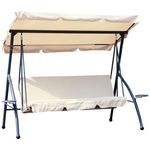 Dondolo Letto 3 Posti Da Esterno Giardino Con Schienale Reclinabile E Portabicchieri Laterali Hola - Foto 1