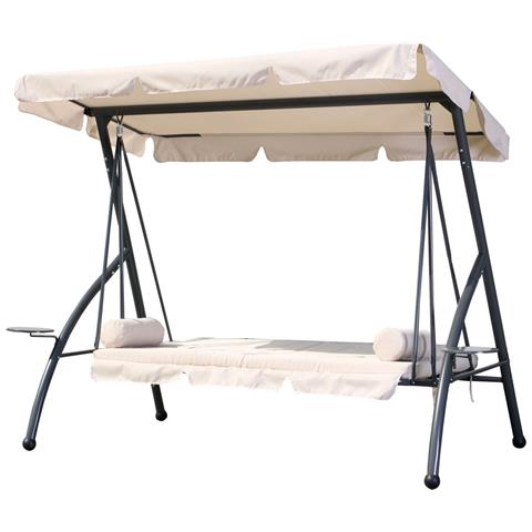 Dondolo Letto 3 Posti Da Esterno Giardino Con Schienale Reclinabile E Portabicchieri Laterali Hola - Foto 2