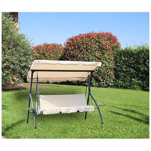 Dondolo Letto 3 Posti Da Esterno Giardino Con Schienale Reclinabile E Portabicchieri Laterali Hola - Foto 3