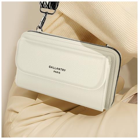 Borsa A Tracolla Multiscomparto Cute In Pelle, Bianco - Foto 2