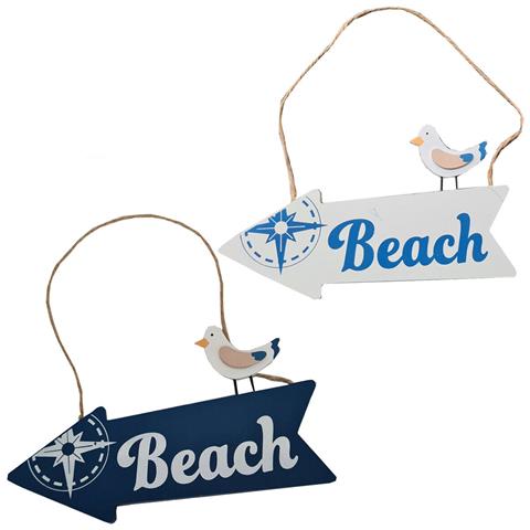 Freccia Indicazione In Legno Beach Spiaggia Marino Da Muro Parete Oggettistica - Foto 1