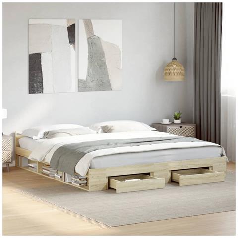 Giroletto Cassetti Rovere Sonoma 200x200 Cm Legno Multistrato - Foto 1