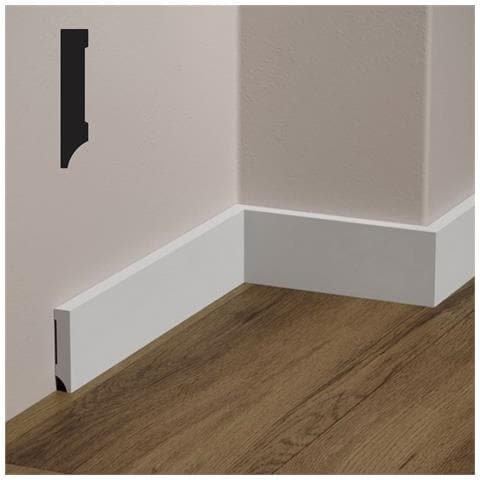 Battiscopa Diritto Squadrato In Polimeri Feelingwood-hd 60x11mm - Bianco (prezzo Al Metro) - Foto 1