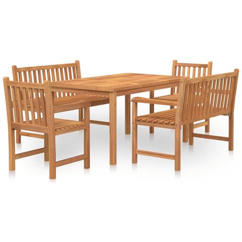 Set da Pranzo per Giardino 5 pz in Legno Massello di Teak - Foto 1