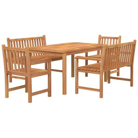 Set da Pranzo per Giardino 5 pz in Legno Massello di Teak - Foto 10