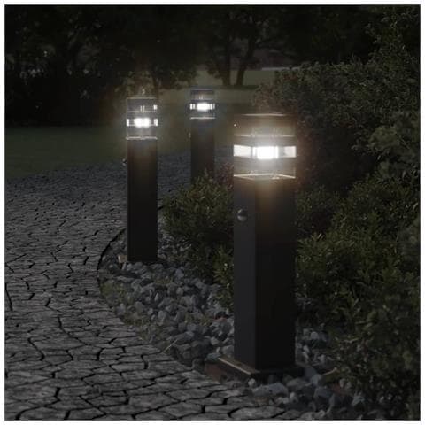 Lampade Terra per Esterni con Sensori 3pz Nere 50cm Alluminio - Foto 7