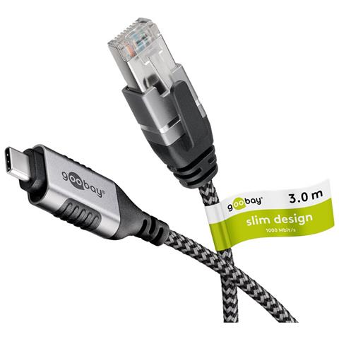 Goobay 74404 adattatore per inversione del genere dei cavi USB 3.1 type A RJ45 Nero, Argento - Foto 2