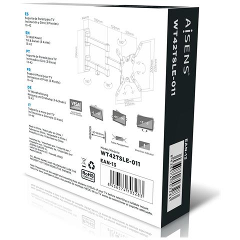 WT42TSLE-011 Supporto TV a parete 106,7 cm (42") Nero - Foto 2