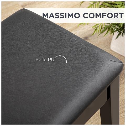 Sgabello per Pianoforte con Vano Contenitore in Legno e Finta Pelle PU, 75x35x49cm, Nero - Foto 6