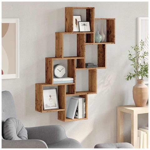 Mensola A Muro A Cubo Antico 90x15x119,5 Cm Legno Multistrato - Foto 3