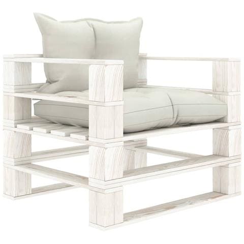 Lusso Casadino -  Poltrona Da Giardino Pallet Con Cuscini Beige In Legno - Foto 2