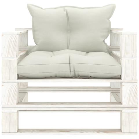 Lusso Casadino -  Poltrona Da Giardino Pallet Con Cuscini Beige In Legno - Foto 1
