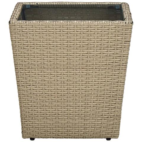 Lusso Casadino -  Tavolino Beige 41,5x41,5x44 Cm In Polyrattan E Vetro Temperato - Foto 1