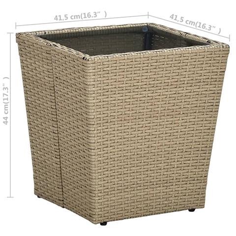 Lusso Casadino -  Tavolino Beige 41,5x41,5x44 Cm In Polyrattan E Vetro Temperato - Foto 5