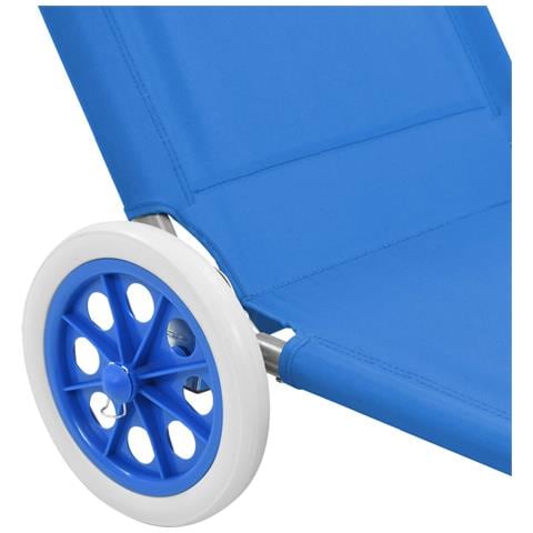 Lettino Prendisole Pieghevole Baldacchino E Ruote Acciaio Blu - Foto 8
