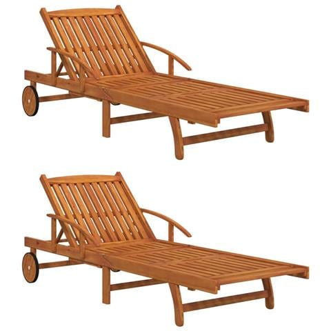 Lettini Prendisole 2 Pz In Legno Massello Di Acacia - Foto 2