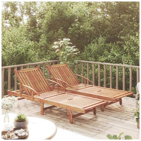 Lettini Prendisole 2 Pz In Legno Massello Di Acacia - Foto 8